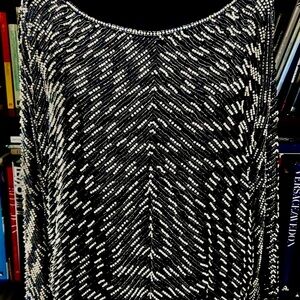 Vintage Metamorphosis Long Sleeved Sequin Black and White Beaded pearl Top M
